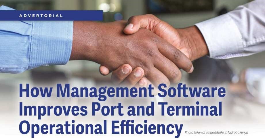 Port operations team using management software to improve efficiency